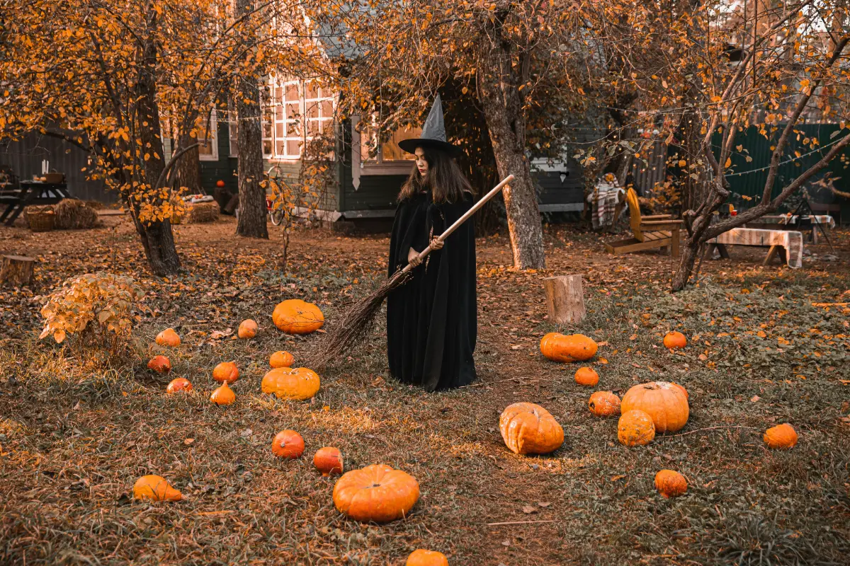 witch with pumpkins